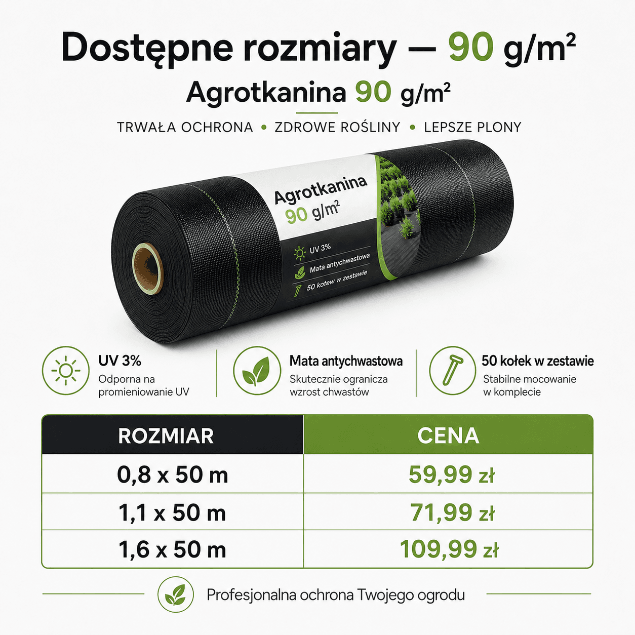 Agrotkanina 1,1 × 50 m - 90 g/m² zdjęcie 4