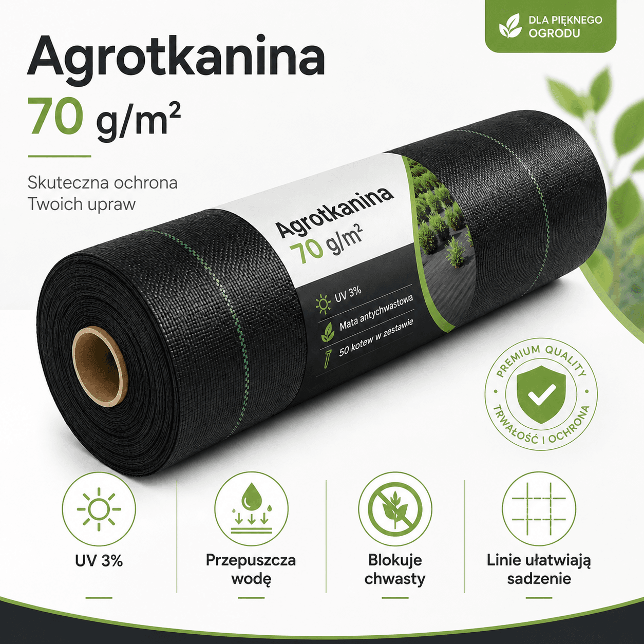 Agrotkanina 0,8 × 50 m - 70 g/m² miniatura 5